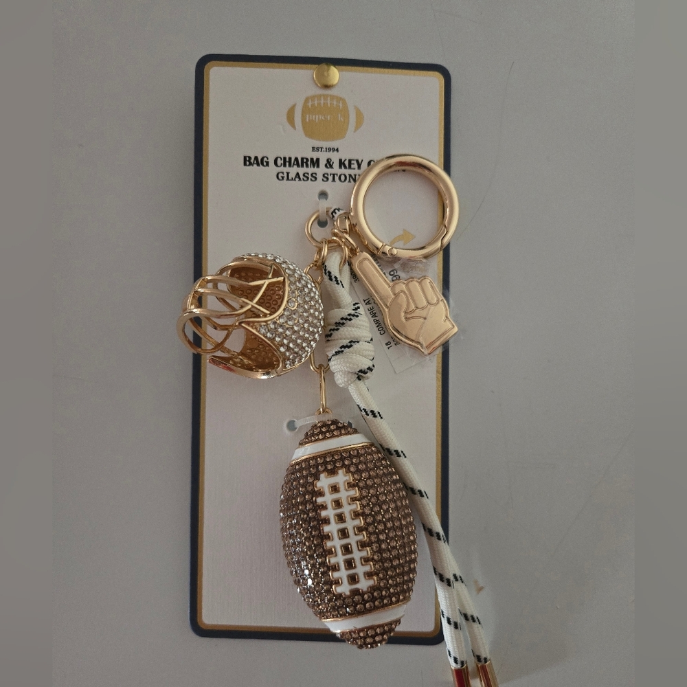 Elegant Gold and White Football Keychain by Steve Madden